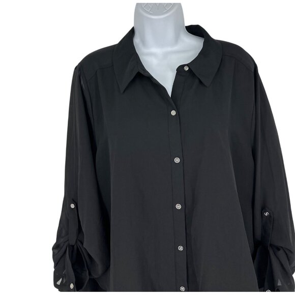 Lane Bryant Womens Roll Tab Sleeve Button-Down Hi-Low Tunic Top Size 18/20 - Picture 3 of 10